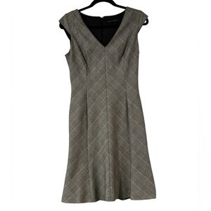 White House Black Market  Black Plaid Dress Cap Sleeve Emilya Knee Women 2